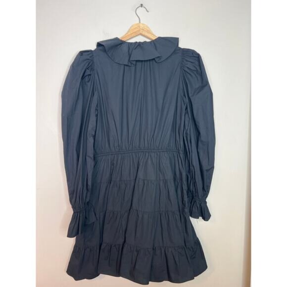NEW Ulla Johnson Caris Ruffle Long Sleeve Cotton Black Minidress  Size: 10 - Picture 6 of 7